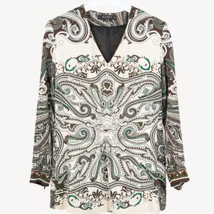 Etro White & Brown Paisley Long Sleeve Top